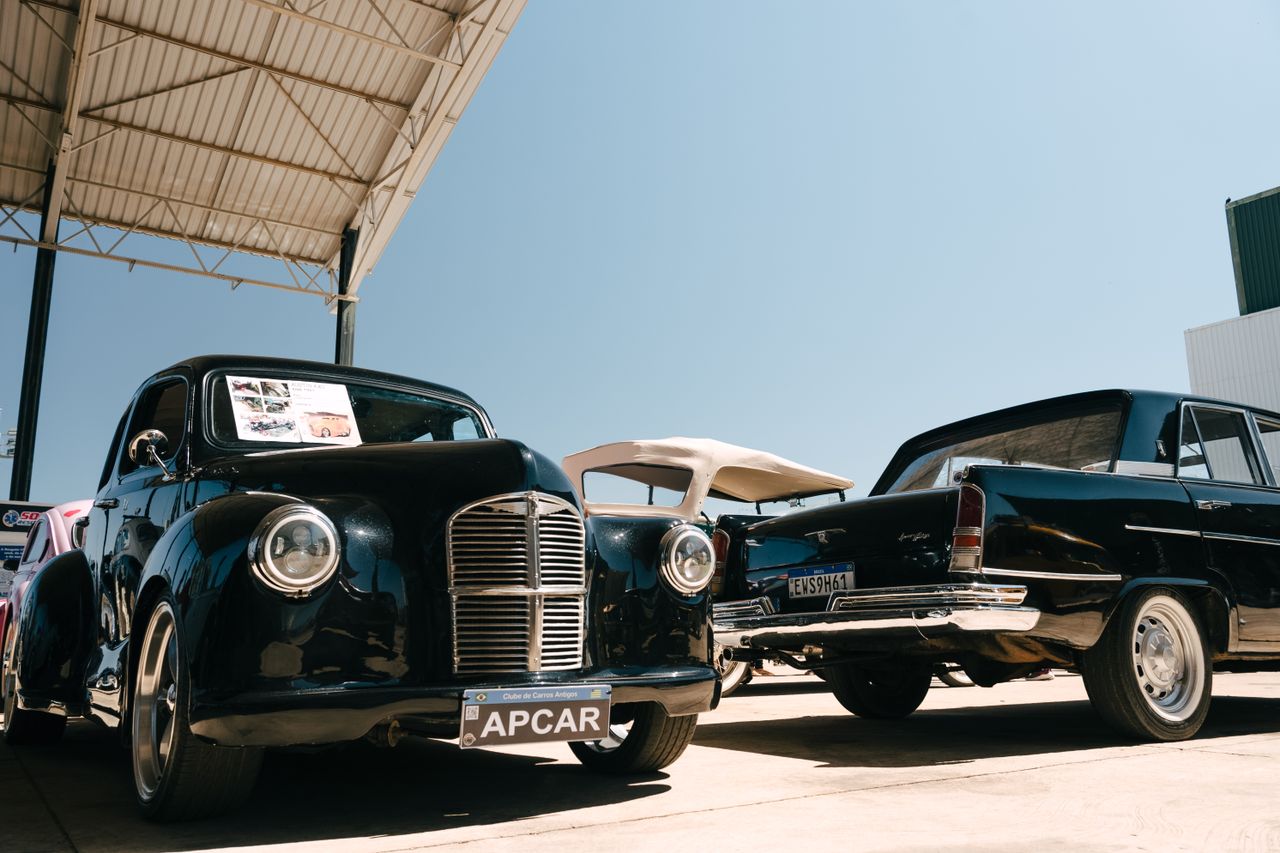 Services Showcasing elegant vintage and retro cars at an outdoor classic car exhibition.